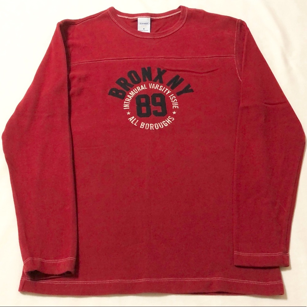 Old Navy Men’s L/S Red T-shirt w/Black Letters - S
